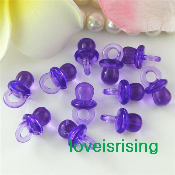 Tracking number-500pcs/pack 22mm*11mm Clear Purple Mini Acrylic Baby Pacifier Baby Shower Favors~Cute Charms ~Party Decorations