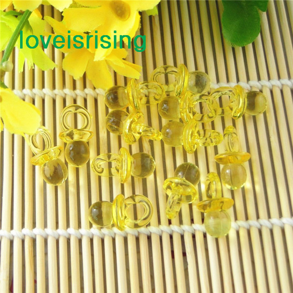 Tracking number-500pcs/pack 22mm*11mm Clear Yellow Mini Acrylic Baby Pacifier Baby Shower Favors~Cute Charms ~Party Decorations
