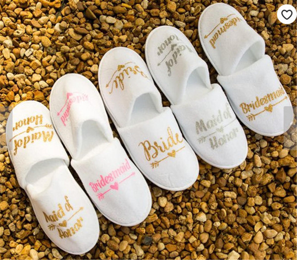 Personalized brides Bridesmaid slippers wedding bridal shower party gift maid of honor Newlywed Bachelorette party favors 