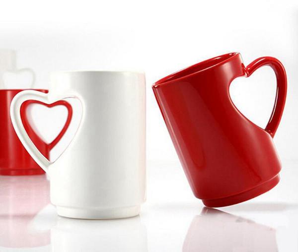 RECESKY love cup Coffee Mug for lovers 380ML with red and white color ABS coffee cup