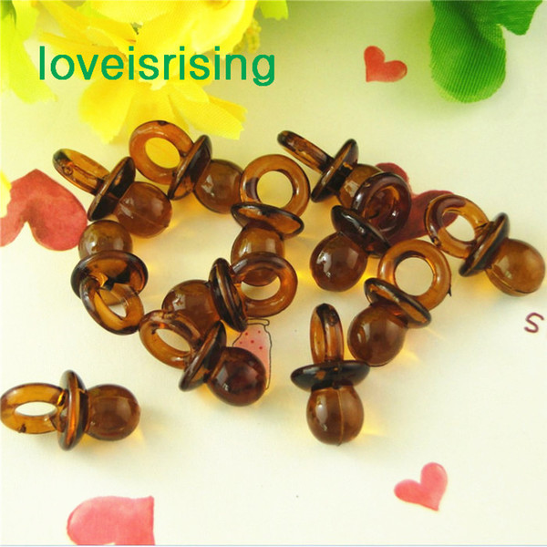 Tracking number-500pcs/pack 22mm*11mm Clear Brown Mini Acrylic Baby Pacifier Baby Shower Favors~Cute Charms ~Party Decorations