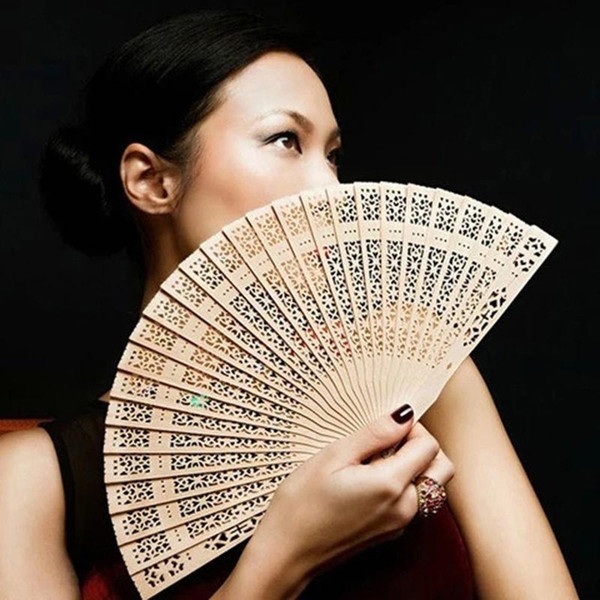Fragrant Hand Fan Home Decoration Crafts Bamboo Wooden Fan Summer Accesory Art Folding Carved Hand Fan Wedding Facor Gift