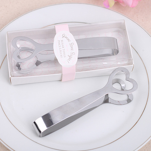 Wedding Favor Gifts Stainless Steel Heart Shaped Sugar Tongs Ice Tong Cake Tong Party Souvenirs Box Packing+DHL 