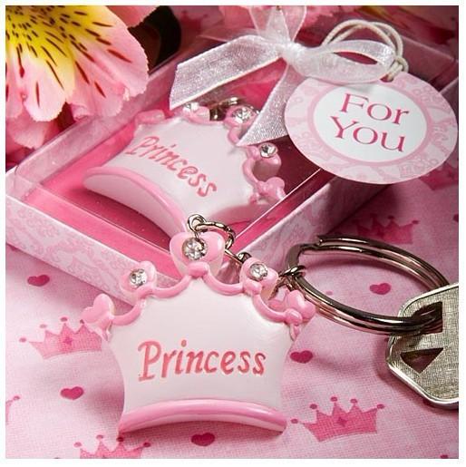 lots 20pcs baby girl Princess Imperial crown key chain key ring keychain +gift box ribbon baby shower wedding gift favor