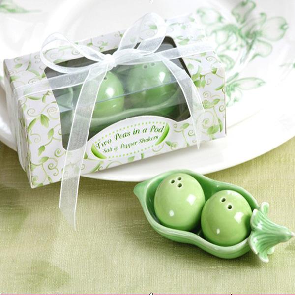 Boxed Two Peas in a Pod Salt & Pepper Shakers Wedding Party Baby Shower Favors