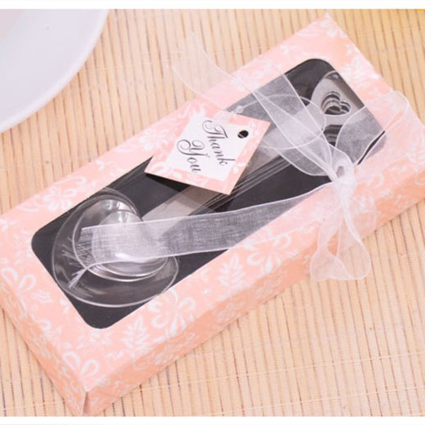 Best 4pcs/set Wedding Favors Party Gifts Heart Shaped Measuring Spoons set with pink gift box Heart-shape spoon Love stainless steel spoons