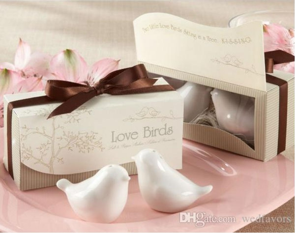 Hot Selling Love Birds Salt and Pepper Shaker Ceramic Wedding Party gifts Favors Presentes Supplies DHL FREE with modern designs