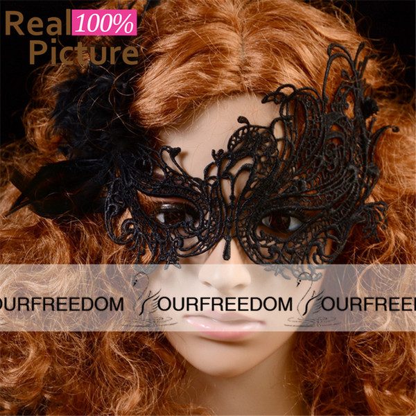 Free Shipping Carnaval Woman Lace Sexy Masks Half Face Halloween Masquerade Lady Exquisite Wedding Party Masks White /Black Dance Party Mask