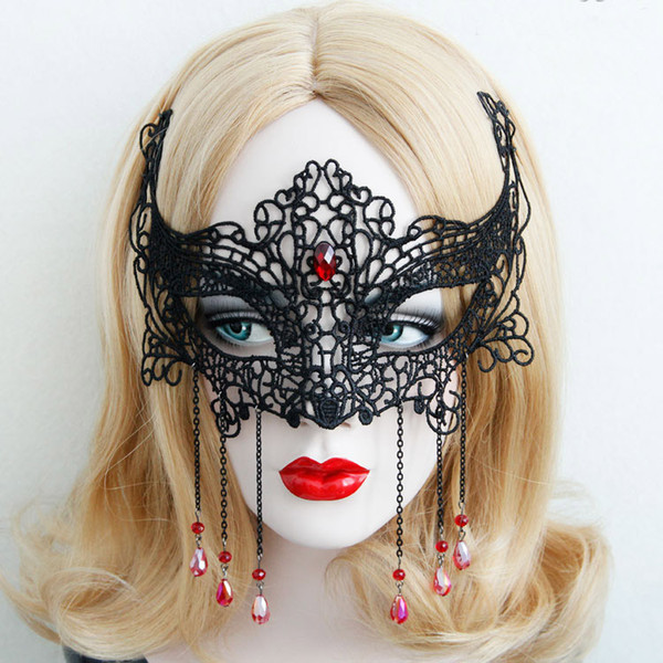 2019 Muffle Prom Party Evening Queen Adult Eyes Black Lace Mask Wan Christmas Birthday Halloween Christmas Ornaments MK06