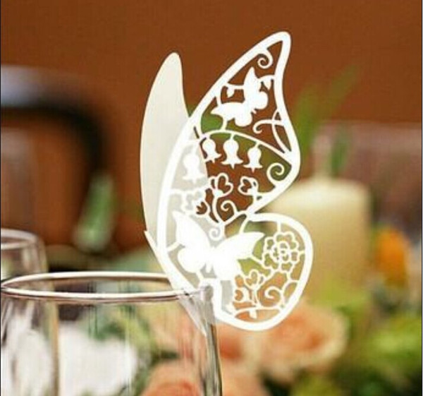 2014 New Butterfly Place Name Card Escort Card Cup Card Wine Glass Card Seat Card Wedding Party Favors Table Decoration 8 Color to choose