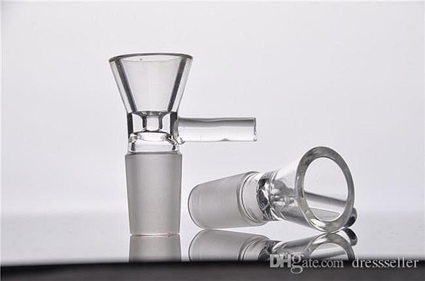 2018 Smoking Glass Bow Tobacco And Herb Dry Bowl Slide For Glass Bong And Pipes 14mm 18mm Male Joint Bowl With Handle Sold Wedding Favors