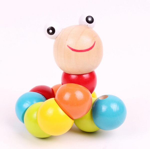 Cute Insert Puzzle Kids Educational Wooden Toys Baby Children Fingers Flexible Training Science Twisting Worm Toys Wedding Party Gifts