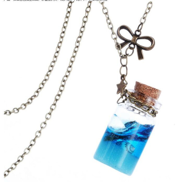 2018 Newest Glass cover art sea wind drift bottle pendants jewelry foreign trade supply lucky star necklace