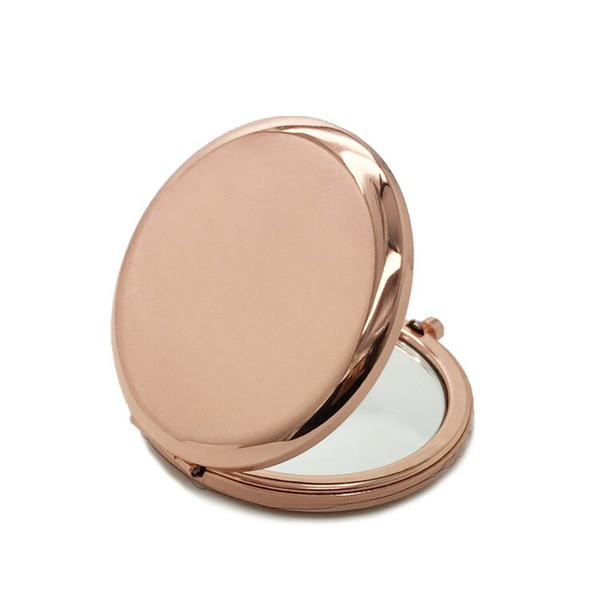 6.5cm rose gold silver cosmetic mirror wedding gift favors customized names birthday party two sides smalls metal makeup Mirrors round shape