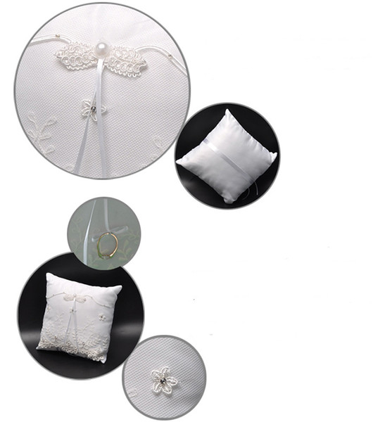 20*20CM Western Style Luxury Wedding Bride ring pillow Artificial Lace Edge Pillows With Flowers For Wedding Party And Wedding Decoration Wh