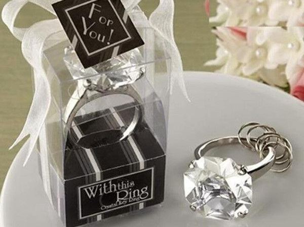 Diamond Shaped Engagement Crystal Key Ring KeyChain Wedding Favors Bridal Shower Favor Hen Night Christmas Birthday Party Gift KCA1139