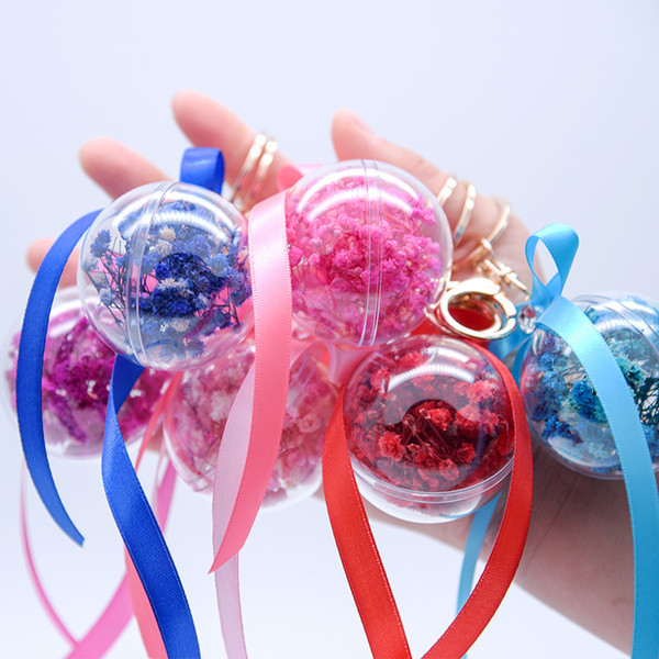 wholesale Preserved Fresh Flower Key pendant wedding party gifts white red pink All over the sky stars