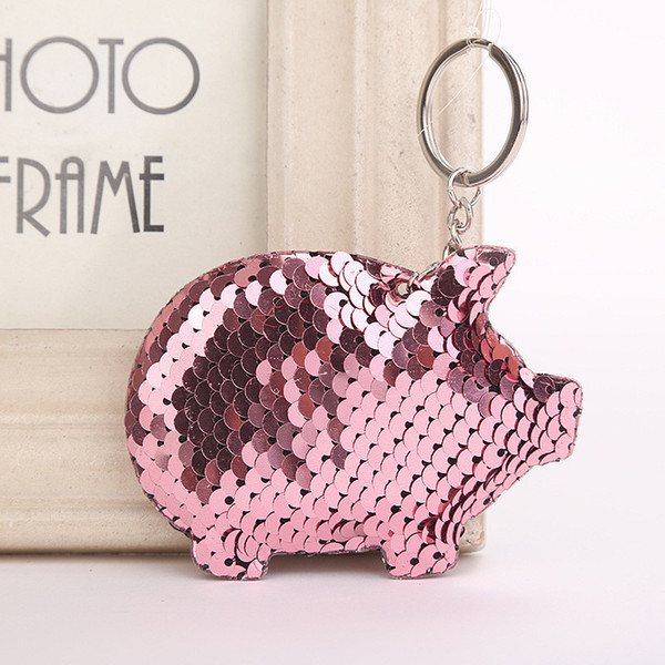 2Pcs Baby Souvenirs Pig Keychain Sequins Key Chain Wedding Gifts for Guests Kids Bridesmaid Gift Party Present Supplies