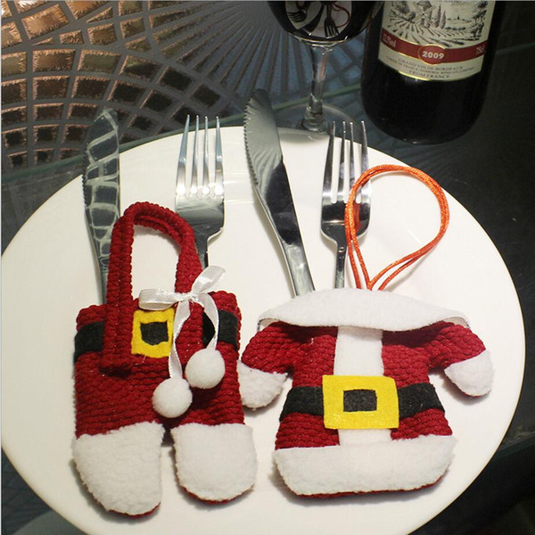 Christmas desktop decorations Christmas knife and fork sets Supplies Christmas cutlery set small clothes cutlery pant bags Wedding Gifts