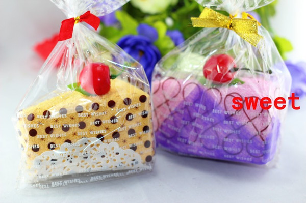 10pcs 30cm*30cm Mini Triangle Cake Towel Mix color Cute Design Small Kerchief Towel Wedding gift Baby shower gift souvenirs
