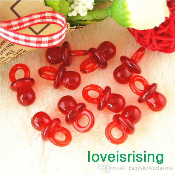 Free shipping-100pcs/pack 22mm*11mm Clear Red Mini Acrylic Baby Pacifier Baby Shower Favors~Cute Charms ~Party Decorations