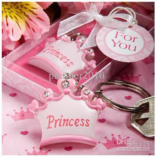 Hot sale Personalized Pink /Blue Crown Themed Princess Key Chains for Wedding Favors and Gifts ,wedding Party 100PCS/lot