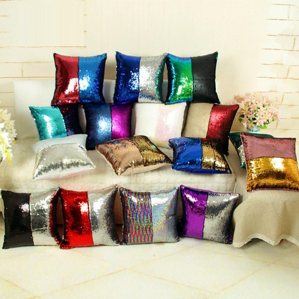 Mermaid Two Tone Sequins Pillow Case Home Sofa Car Pillow Covers Decor Cushion Christmas decoration 33 Style 40*40cm