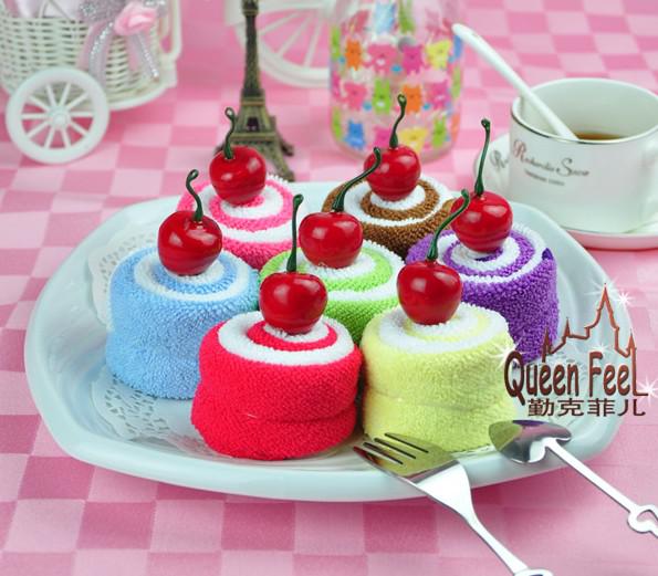 NEW CUTE Cartoon 2 in 1 Circular cherry style wedding gift Christmas gift Christmas gift towels Wedding / Birthday gift cake towel 258748