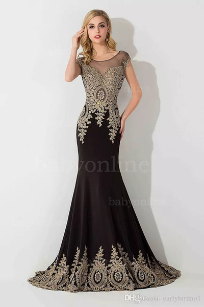 Evening Dresses Sheer Jewel Neck Illusion Back with Crystal Mermaid Rhinestones Prom Gowns Cheap Custom Gowns