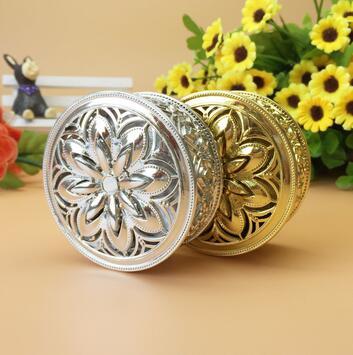 Candy box Wedding Flower Hollowed-out Petal Plastic Gold Silver Round Chocolate Celebration Festival Gift Gorgeous Shining