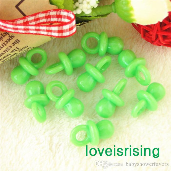 Free shipping-100pcs/pack 22mm*11mm Solid Green Mini Acrylic Baby Pacifier Baby Shower Favors~Cute Charms ~Party Decorations