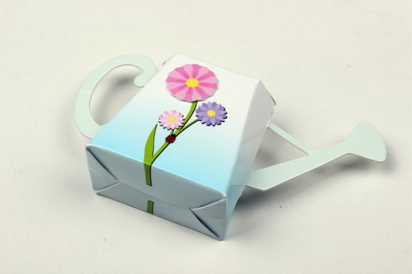Fast Delivery Factory Directly Sale 50pcs/lot Wedding Favor Box Garden Watering Can Favor Box Kit With Flower Appliqu