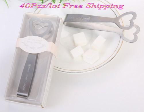 (40 Pieces/Lot) Practical kitchen favors of Love Heart Sugar Tongs Favors for bridal tea party and wedding souvenirs