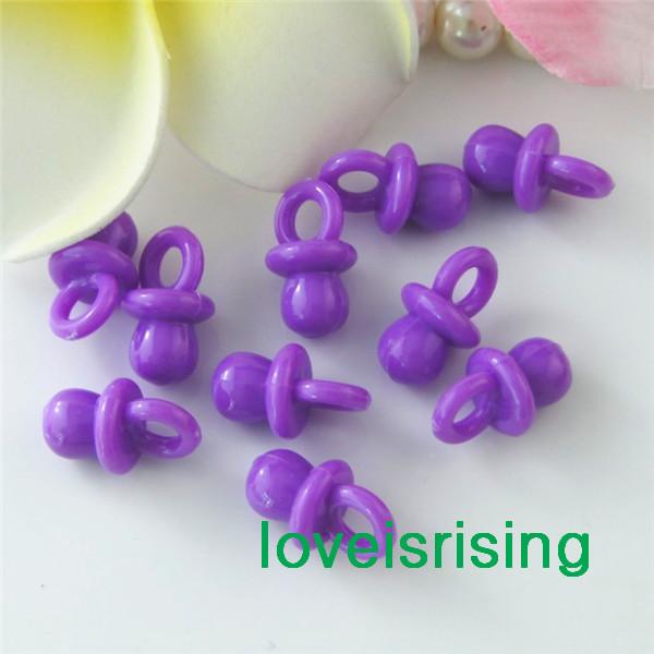 Tracking number-500pcs/pack 22mm*11mm Solid Purple Mini Acrylic Baby Pacifier Baby Shower Favors~Cute Charms ~Party Decorations