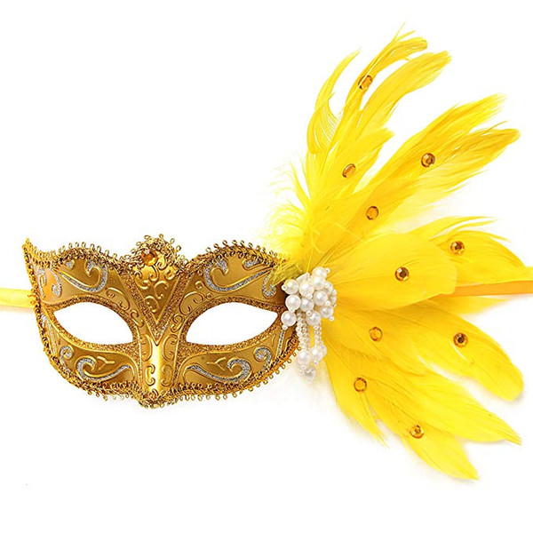 Clearbridal Women's Venetian Masquerade Mask With Feathers MJ026