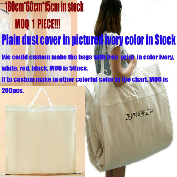 Best quality Big Ivory Bridal Wedding Gowns Garment Dust Cover Bags Quality Nonwoven Fabric 180CM*60*15cm with Logo Print Service if big qty