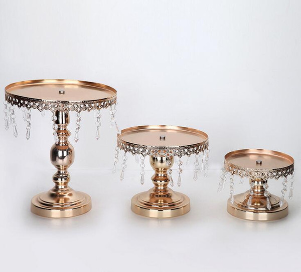 Cake Stand Metal Iron Crystal Pendant Cupcake Stand Wedding Party Decoration Supplier Baking & Pastry Cake Dessert Tools Gold and Silver