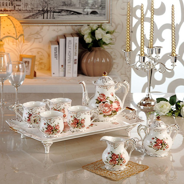 White Porcelain coffee set with tea set tea pot wedding supplies other wedding favors Made in china
