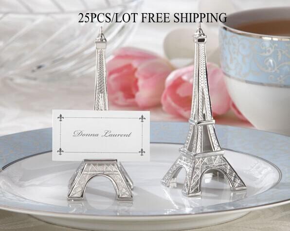 Party favors Eiffel Tower Place Card Holder with matching name card(real photos)wedding decoration Free shipping 25PCS/LOT