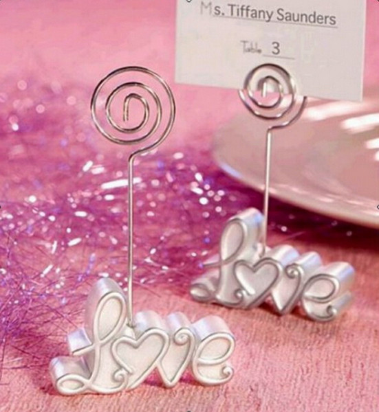 Wedding gifts White Resin Love Place Card Holders Seat Clip For Bridal favors party gifts DHL Free Shipping