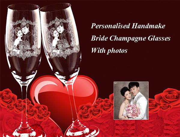 Personalised Bride Champagne Glasses Personalised Engraved Champagne Flutes (set of 2) Mr & Mrs Wedding - Glassware Handmake as photos