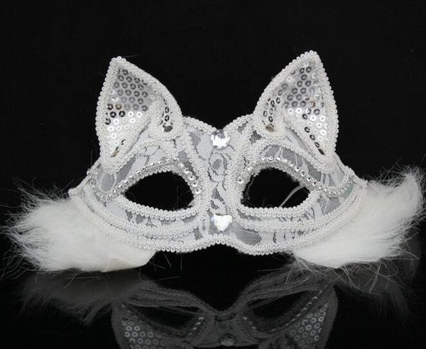sexy cat mask Halloween fox lace mask party dance festival princess Black and white color is optional FP16