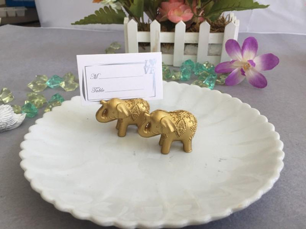 Hot Golden Lucky Elephant Place Card Holder Holders Name Number Table Place Wedding Favor Gift Unique Party Favors