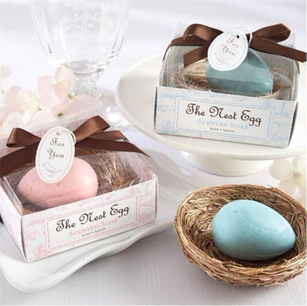 2016 New Blue Bird Egg Soap White Hay Nest Wedding Baby Shower Favor Wedding Gifts For Bridemaids Party Favors Supplies Wedding Favors 2326