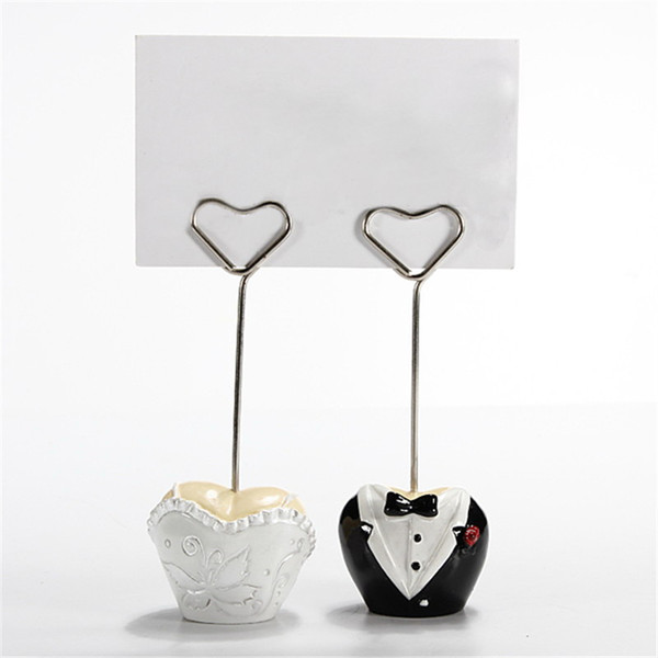 Resin Heart Bride and Groom Name Card Holder Wedding Party Reception Favor Place Card Holder 1 pair With Card DHL Free Shipping