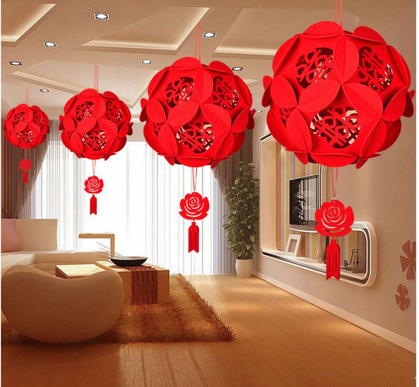 wedding supplies. The marriage room decoration flower non-woven, Chinese character joy pendant. Install it by yourself, very beautiful