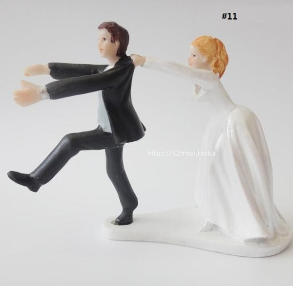 Wedding Cake Topper Funny Bride And Groom Romantic Couple Figurine Resin Dolls Wedding Cake Decorations Wedding Supplies Unique Design