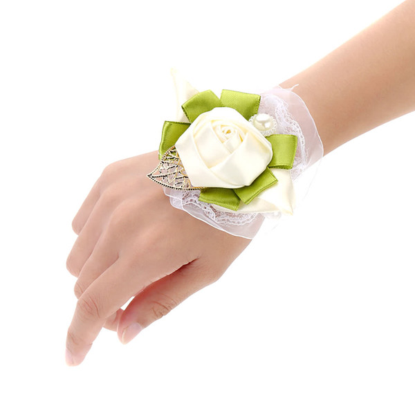 Wedding Decoration Supplies Ivory Bright Bridal Bouquet Dress Up Exquisite Wrist Flowers 3Pcs for Bridesmaid