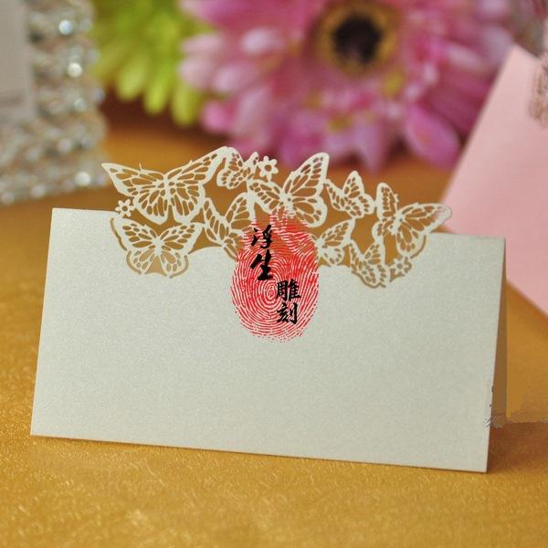 2017 New 100pcs Table Number/Name/Place Cards Laser Cut butterfly Wedding Hollow seats card Table card guests dining table card