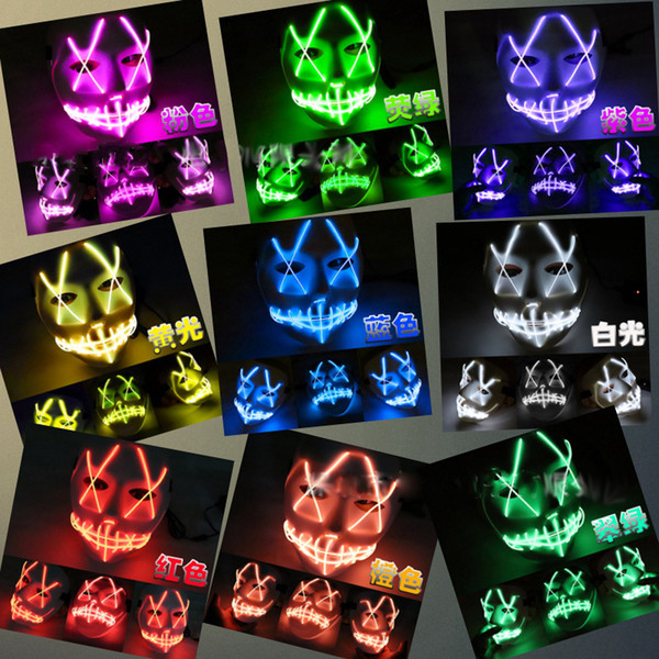 LED Light Mask Up Funny Mask from The Purge Election Year Great for Festival Cosplay Halloween Costume 2018 New Year Cosplay